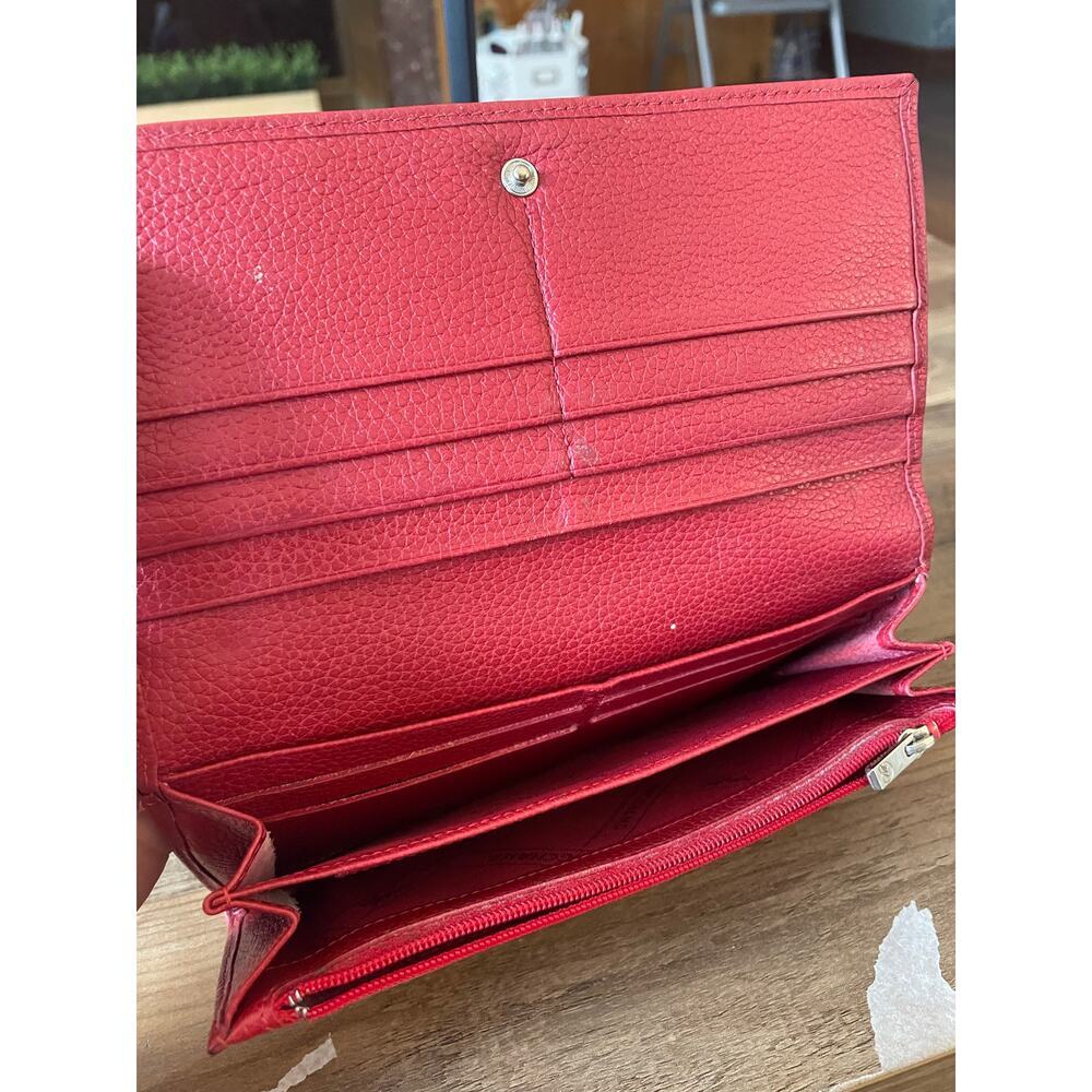 Longchamp Red Leather Envelope Wallet - Picture 3 of 6